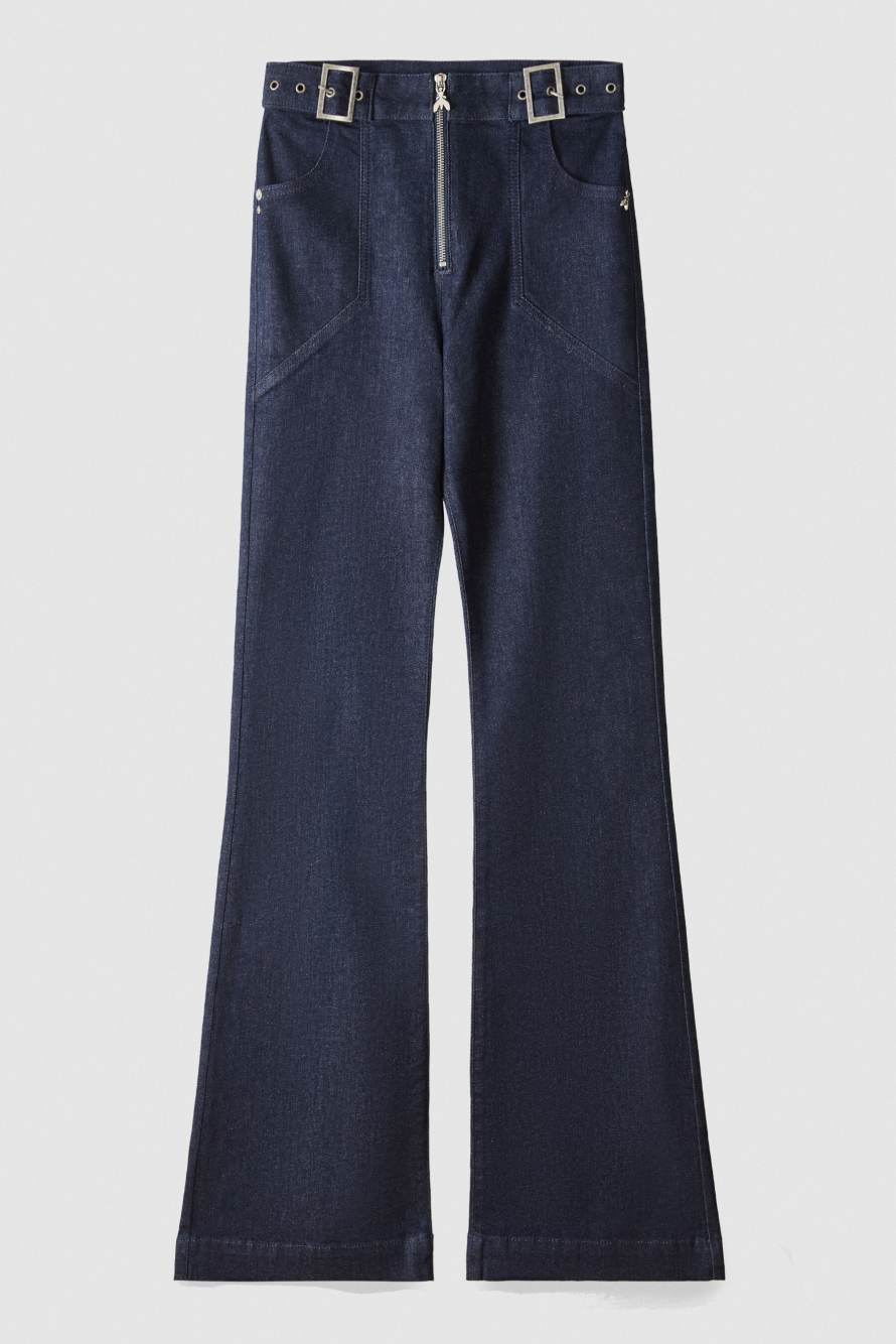 Flare jeans with belt, Blue, Patrizia Pepe