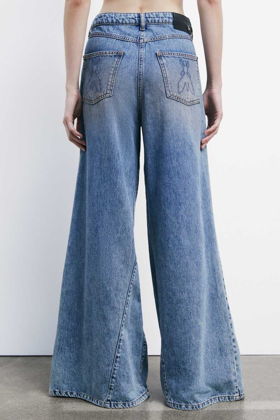 Джинсы широкого кроя с заниженной линией талии, синий, Patrizia Pepe