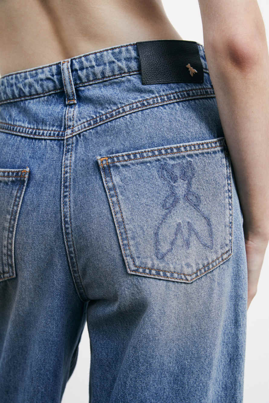 Джинсы широкого кроя с заниженной линией талии, синий, Patrizia Pepe