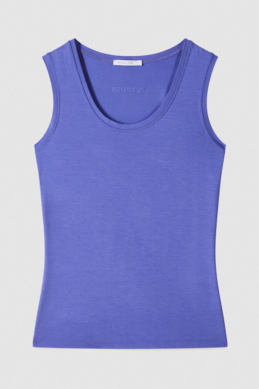 U-neck tank top with Fly detail, Purple, Patrizia Pepe
