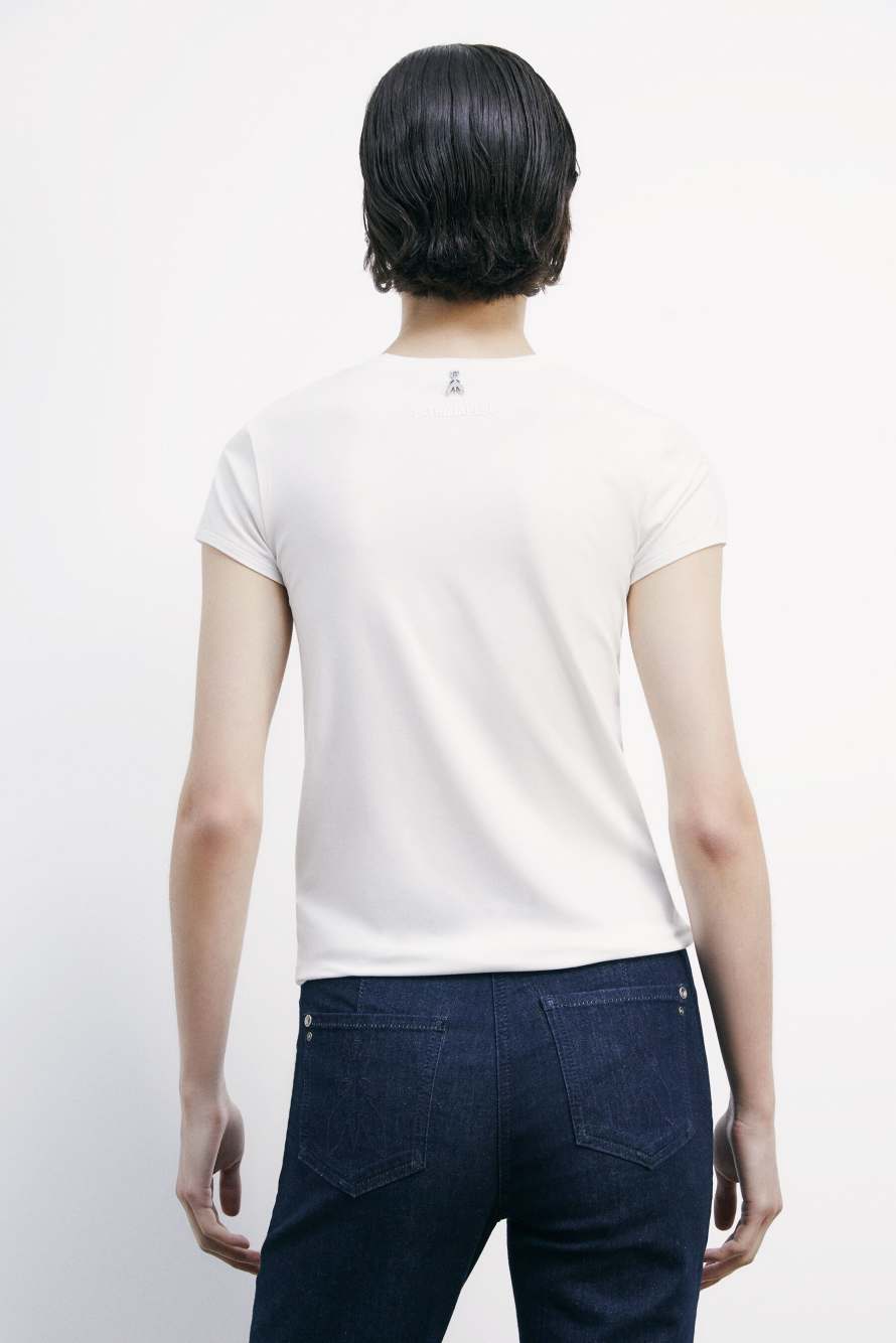 Stretch jersey crewneck T-shirt, White, Patrizia Pepe