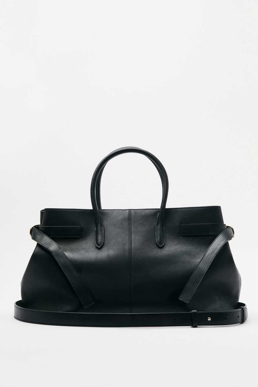 Большая сумка New Business из кожи, Черный, Patrizia Pepe