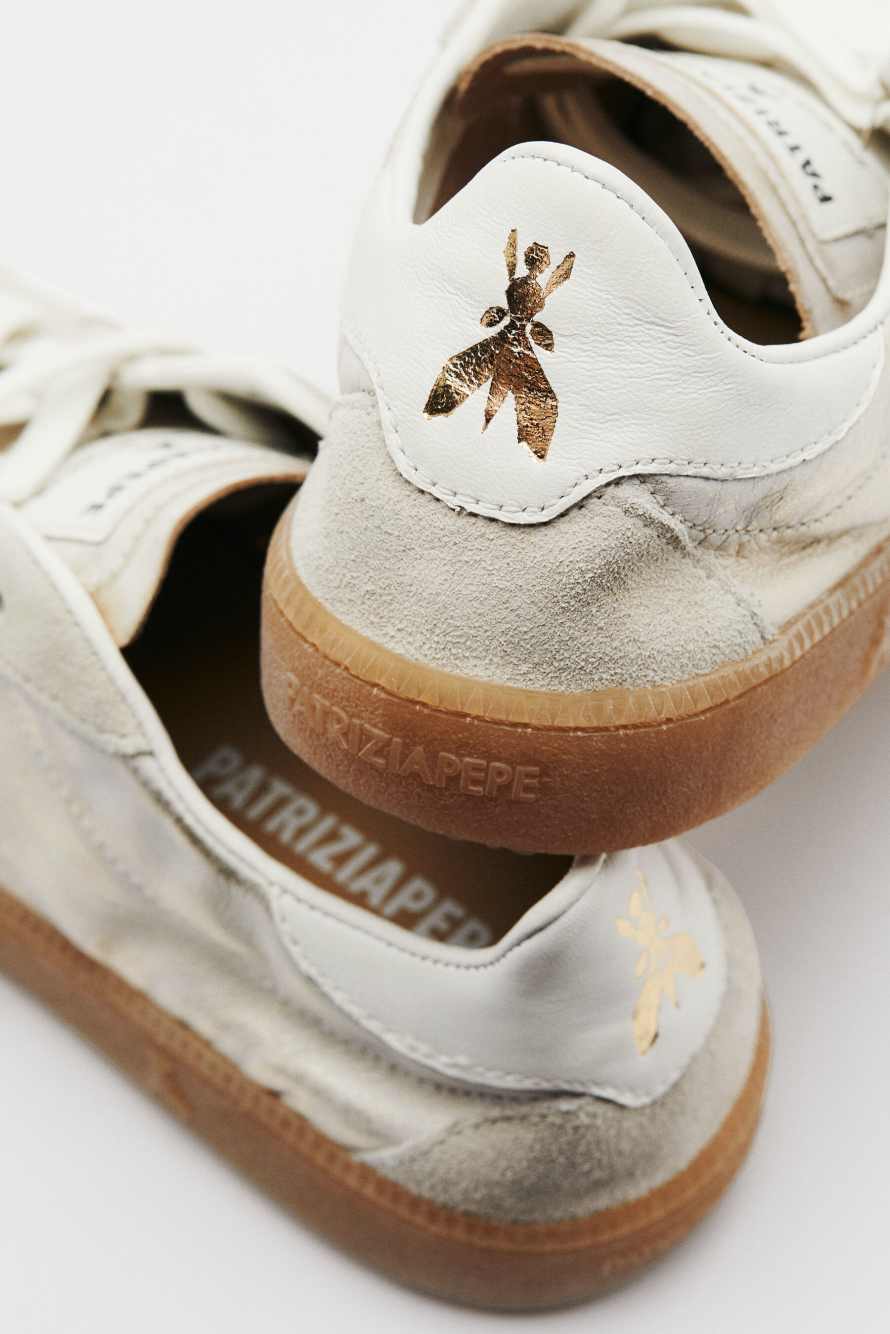 SKIN Sneakers '93 из ламинированной наппы, Золотистый, Patrizia Pepe