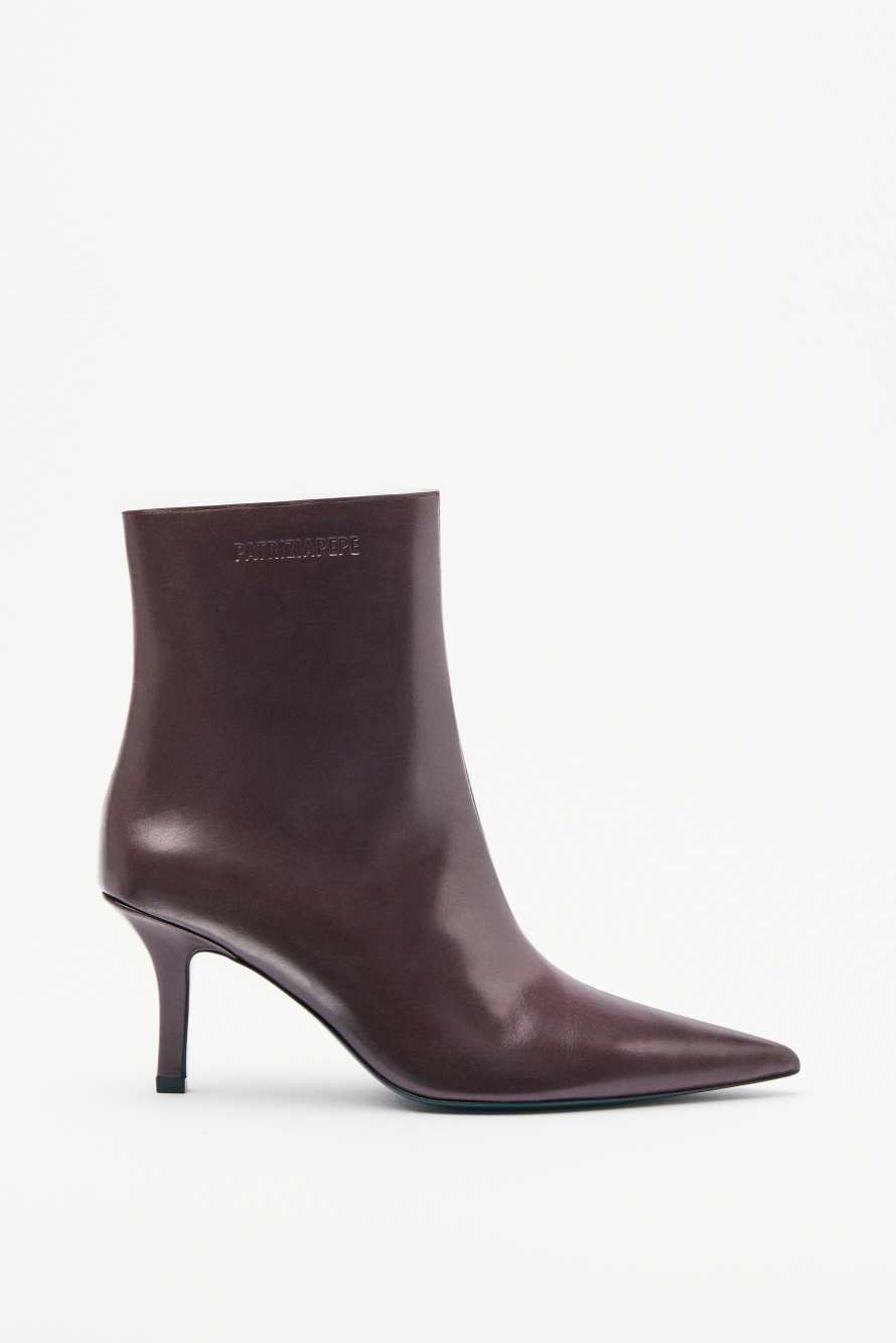 Minimal Shape ankle boots in leather, Bordeaux, Patrizia Pepe