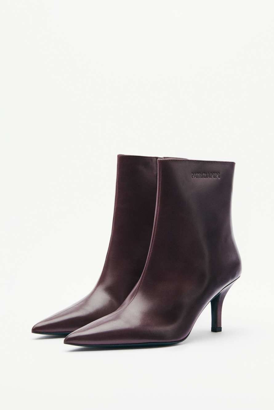 Minimal Shape ankle boots in leather, Bordeaux, Patrizia Pepe