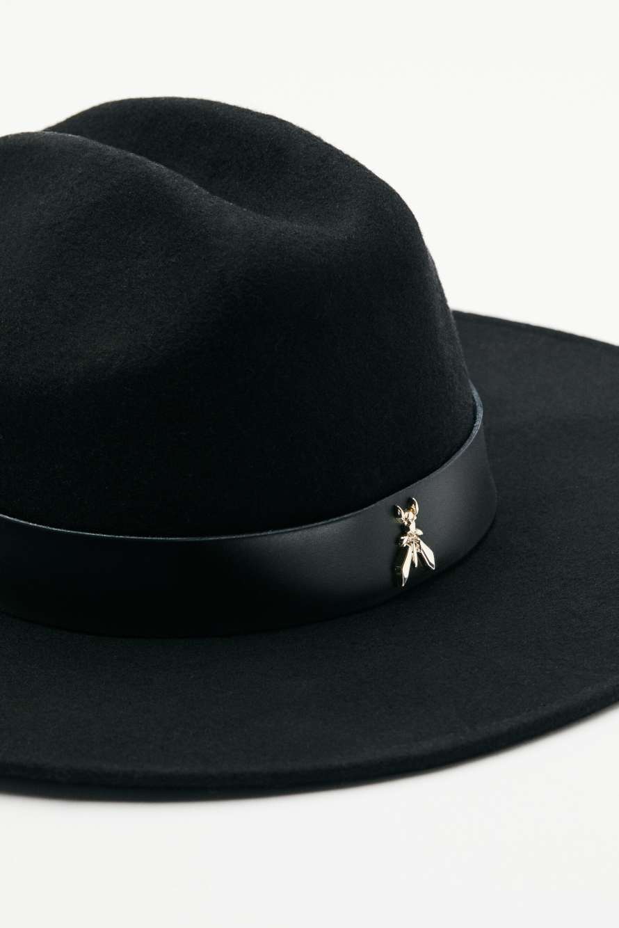 Ковбойская шляпа из фетра с цепочкой, Черный, Patrizia Pepe