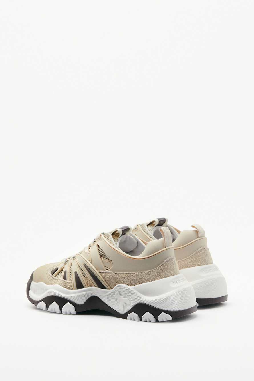 Leather running sneakers, Beige, Patrizia Pepe