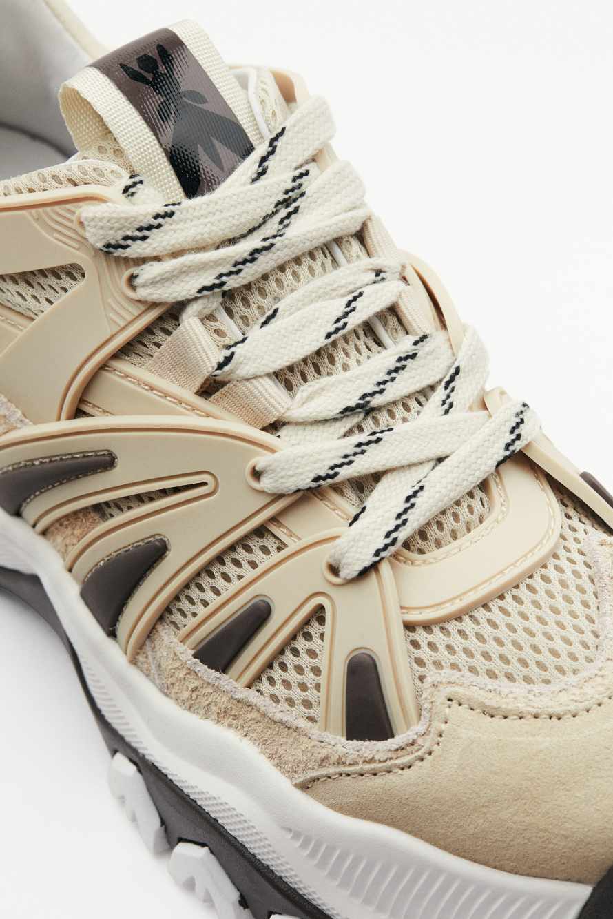 Leather running sneakers, Beige, Patrizia Pepe