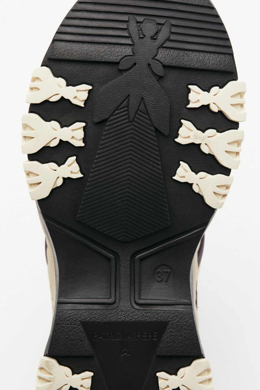 Leather running sneakers, Beige, Patrizia Pepe