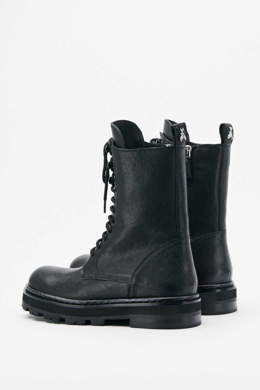 Bottines Roundshape en cuir, Noir/Argent, Patrizia Pepe