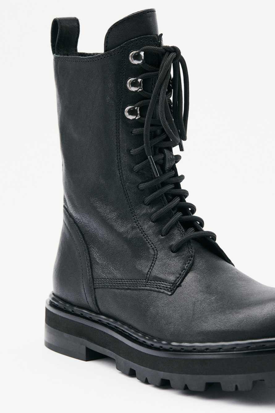 Bottines Roundshape en cuir, Noir/Argent, Patrizia Pepe