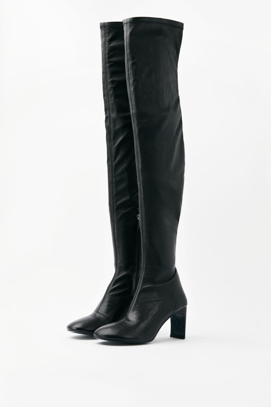 Daily Design Overknee boots in stretch nappa, Black, Patrizia Pepe