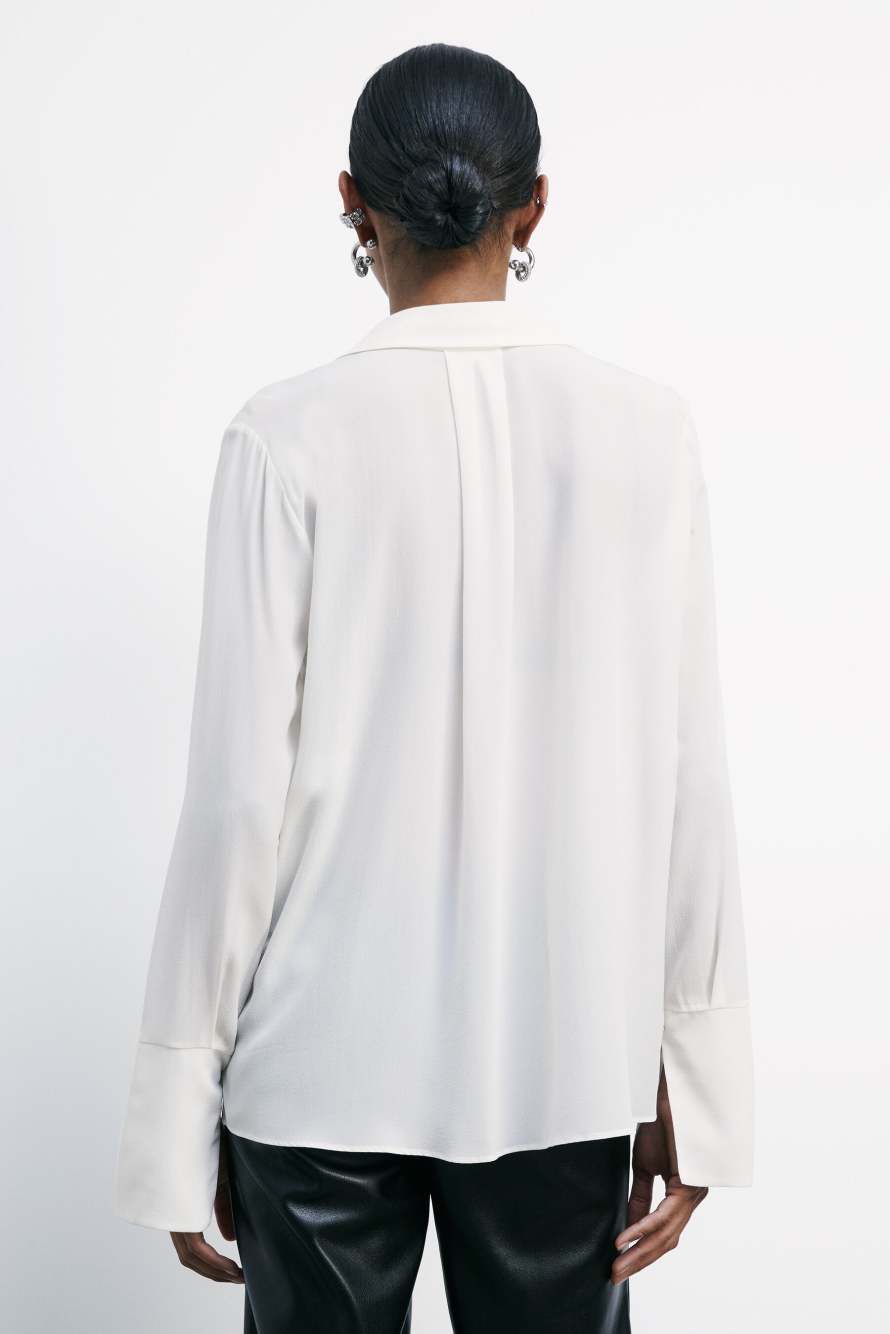 Классическая блузка из шелкового крепа, Белый, Patrizia Pepe
