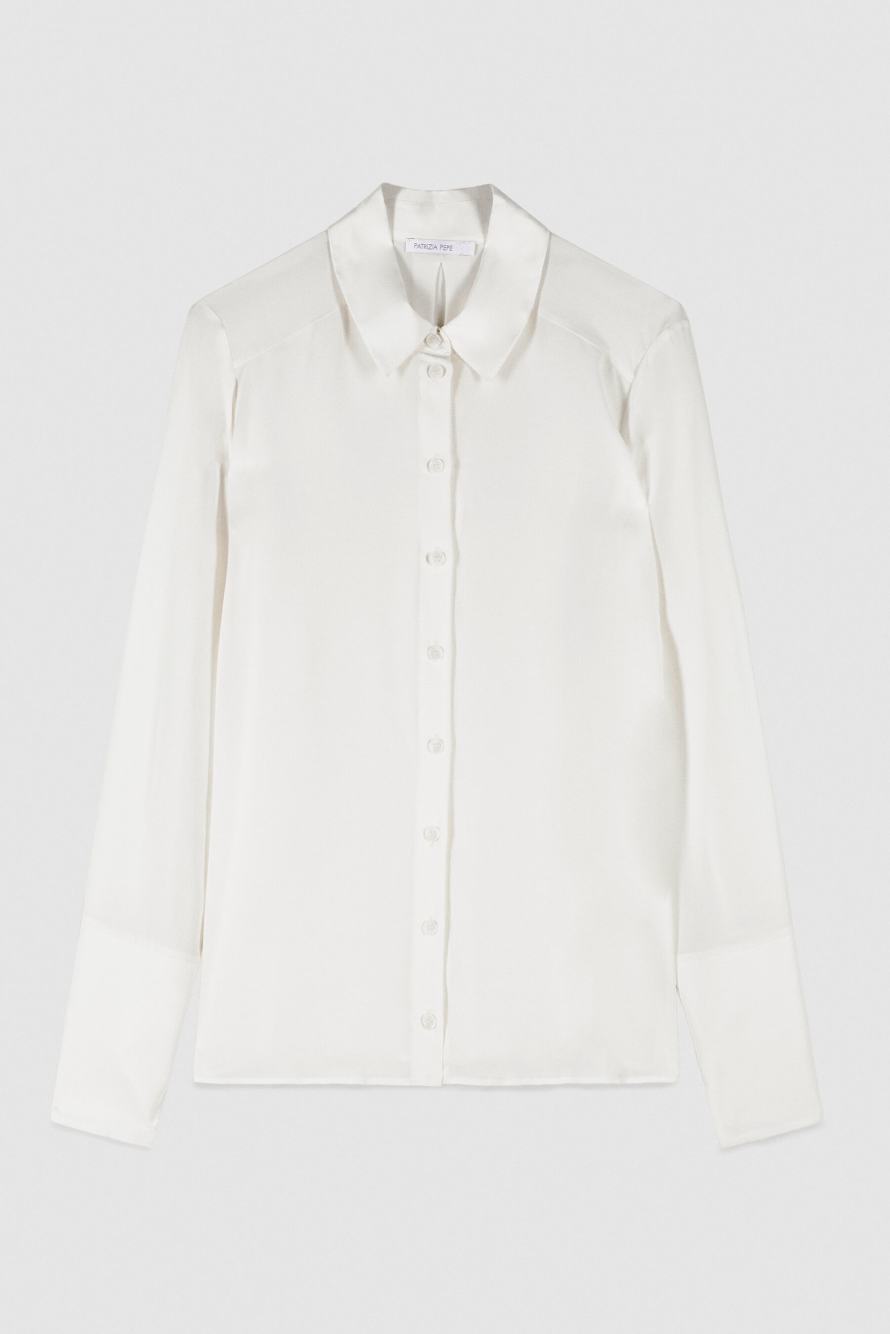 Классическая блузка из шелкового крепа, Белый, Patrizia Pepe