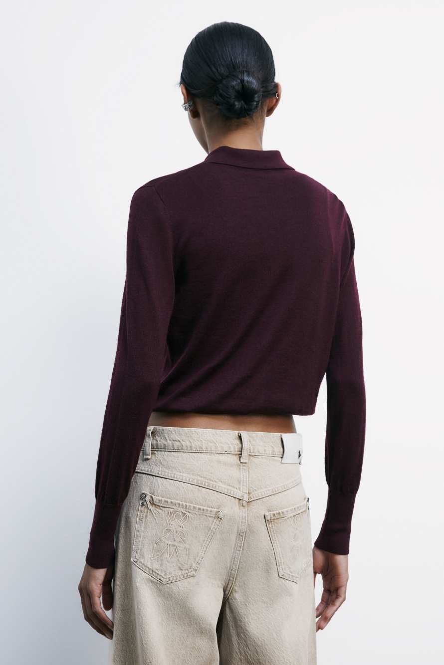 Wool cardigan with inner top, Bordeaux, Patrizia Pepe