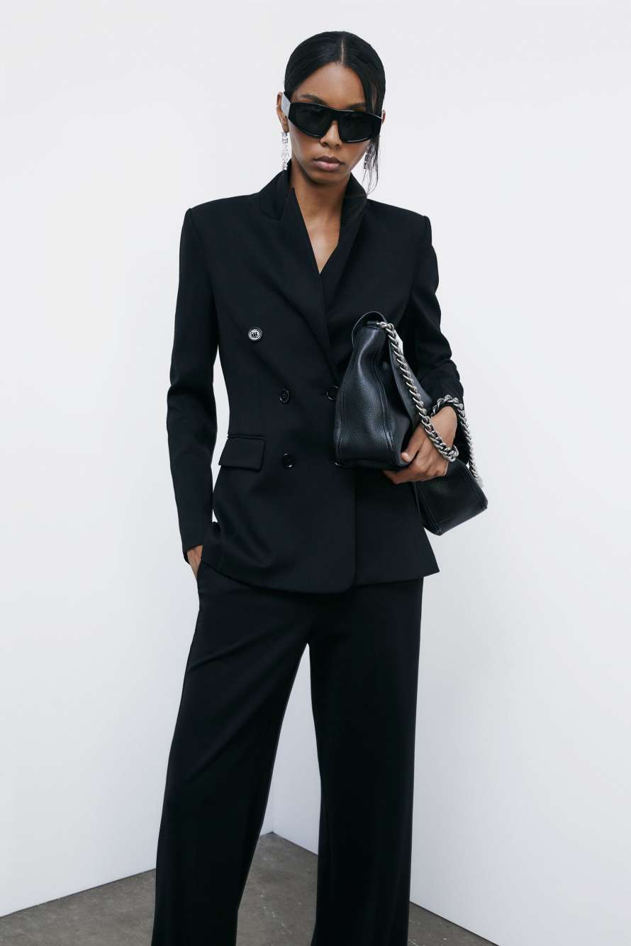 Double-breasted jacket with Fly rivets, Black, Patrizia Pepe