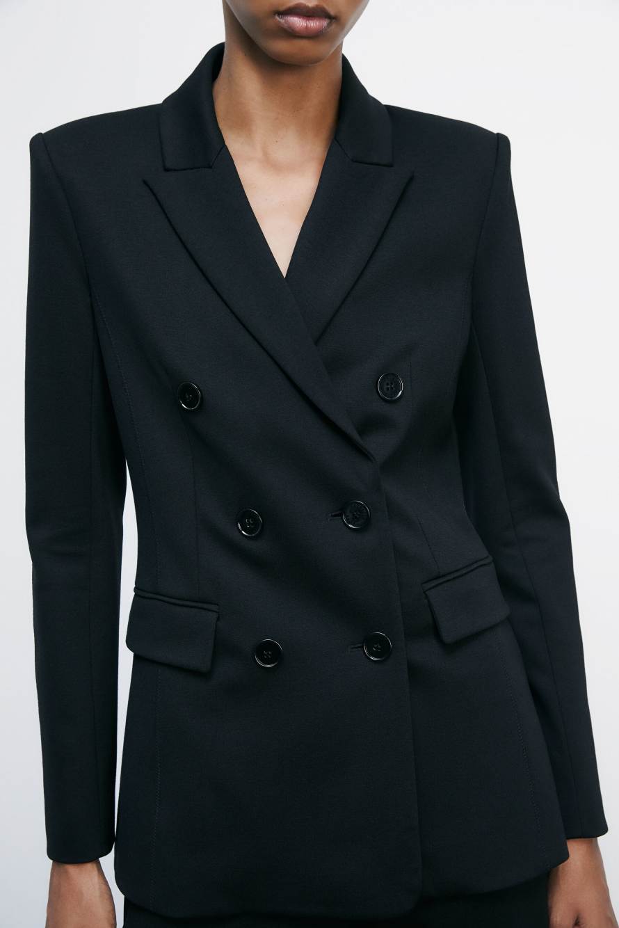 Double-breasted jacket with Fly rivets, Black, Patrizia Pepe