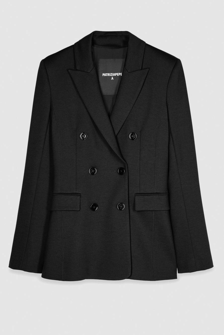 Double-breasted jacket with Fly rivets, Black, Patrizia Pepe