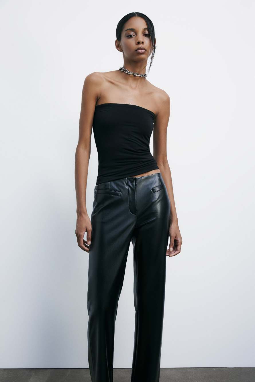 Fitted bandeau top in jersey, Black, Patrizia Pepe