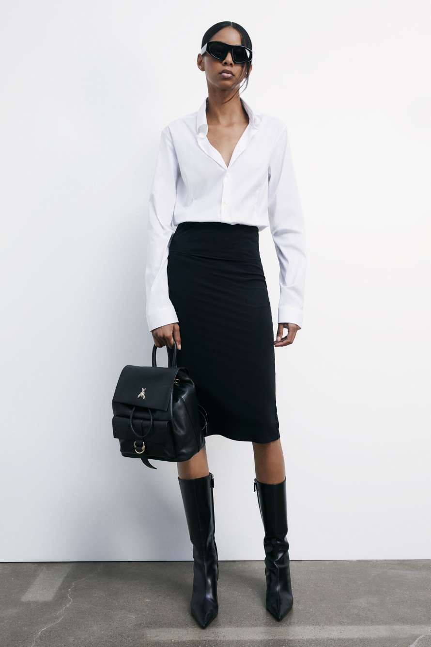 Smooth Leather backpack, Black, Patrizia Pepe