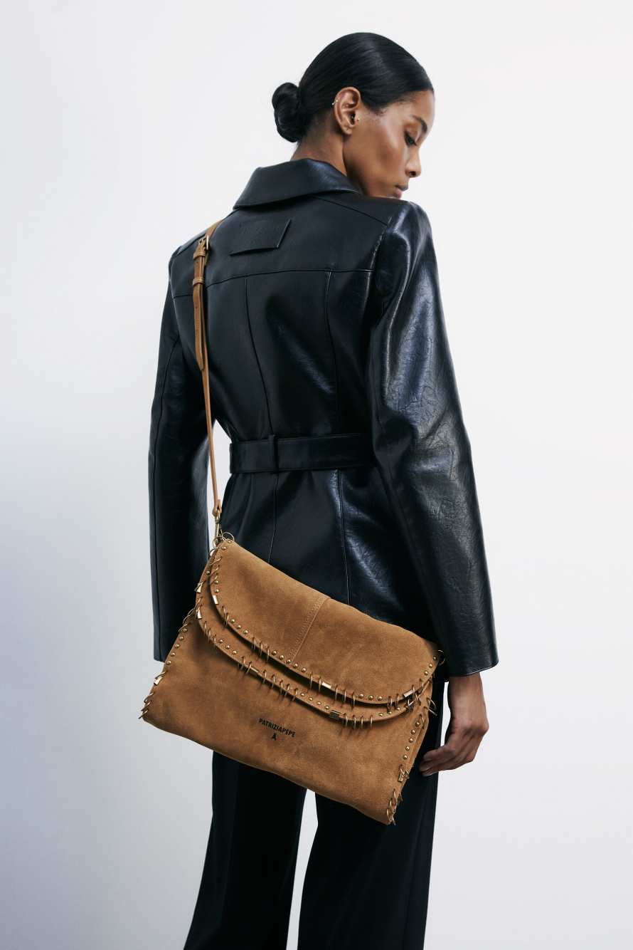 Сумка Radical Boho из замши с элементом пирсинга, Бежевый, Patrizia Pepe