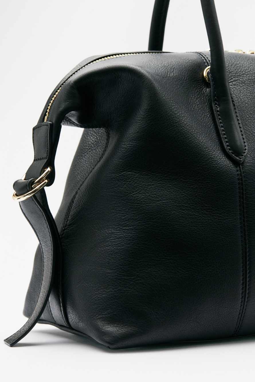 Кожаная сумка-саквояж New Business, Черный, Patrizia Pepe