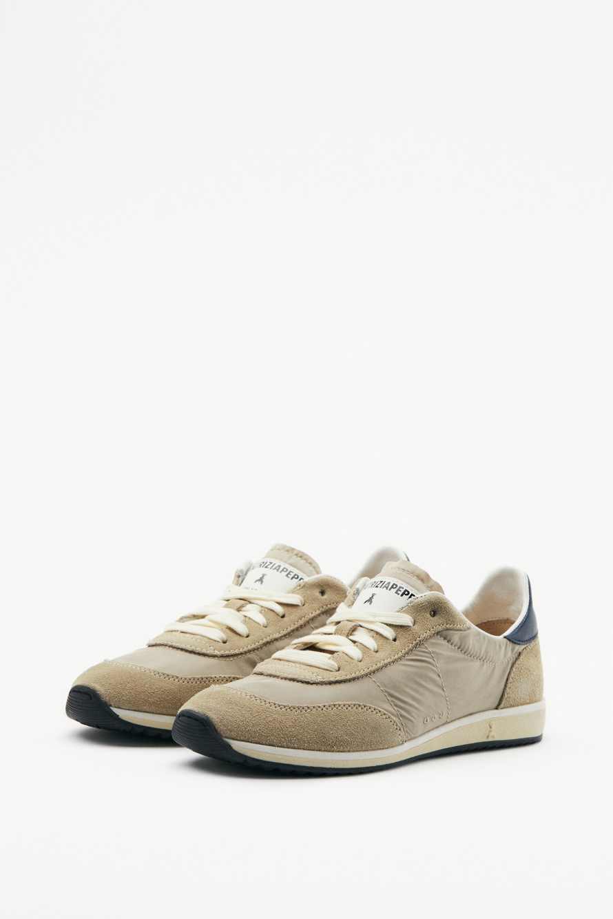 Running SKIN Sneakers '93 из нейлона, Бежевый/Cиний, Patrizia Pepe