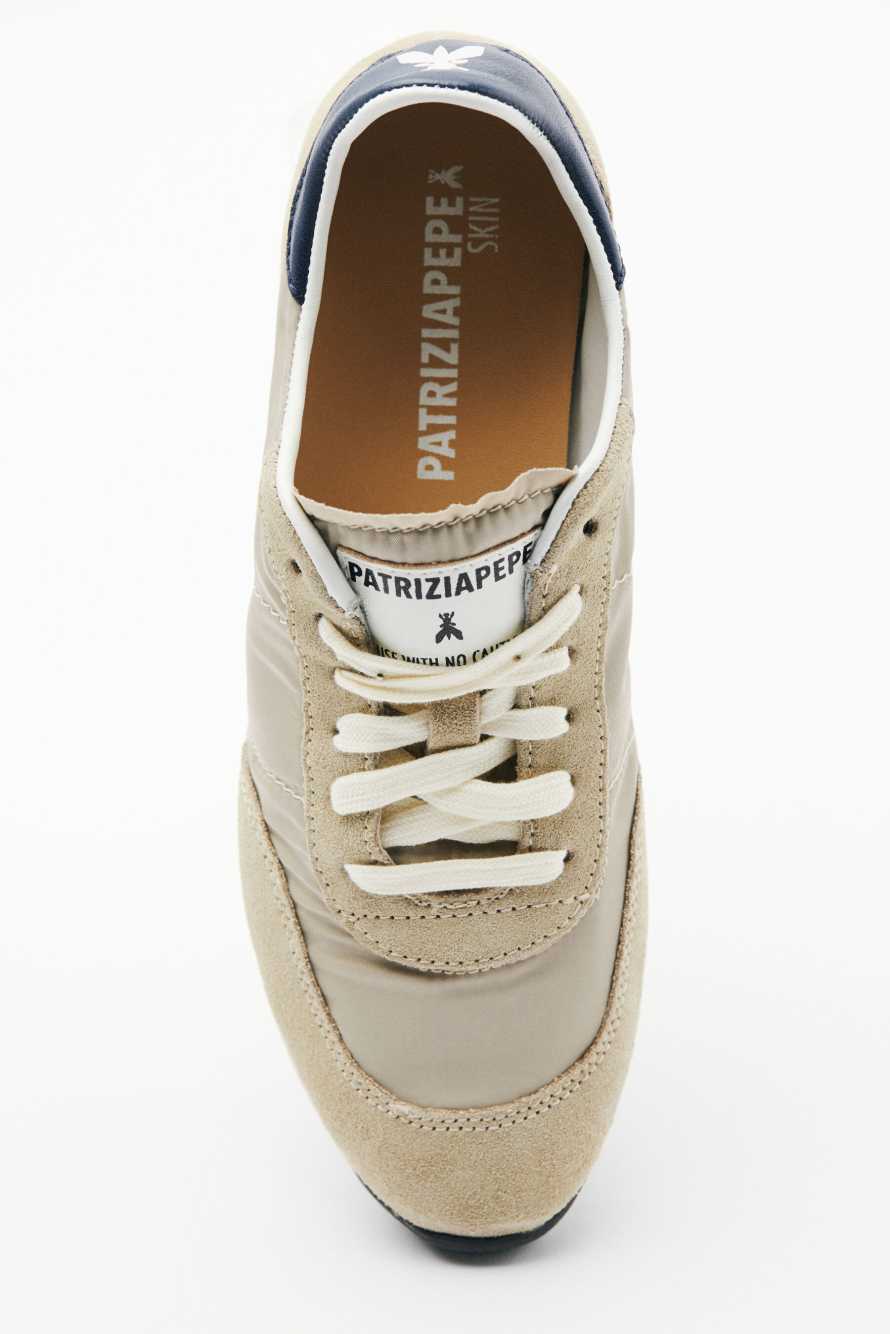 Running SKIN Sneakers '93 из нейлона, Бежевый/Cиний, Patrizia Pepe