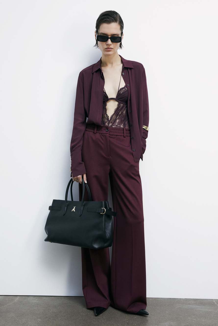 "ESSENTIAL" fluid viscose shirt, Bordeaux, Patrizia Pepe
