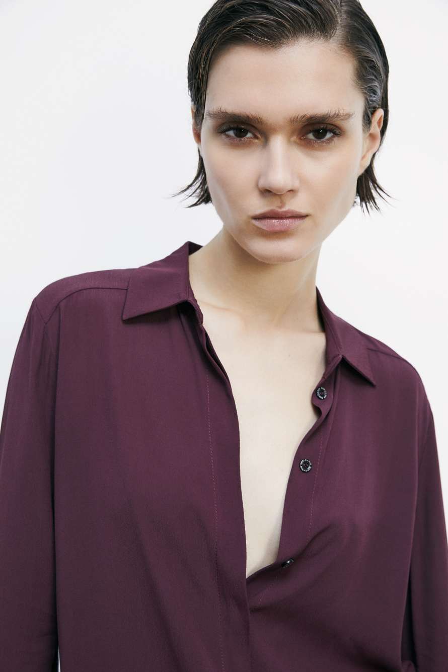 "ESSENTIAL" fluid viscose shirt, Bordeaux, Patrizia Pepe