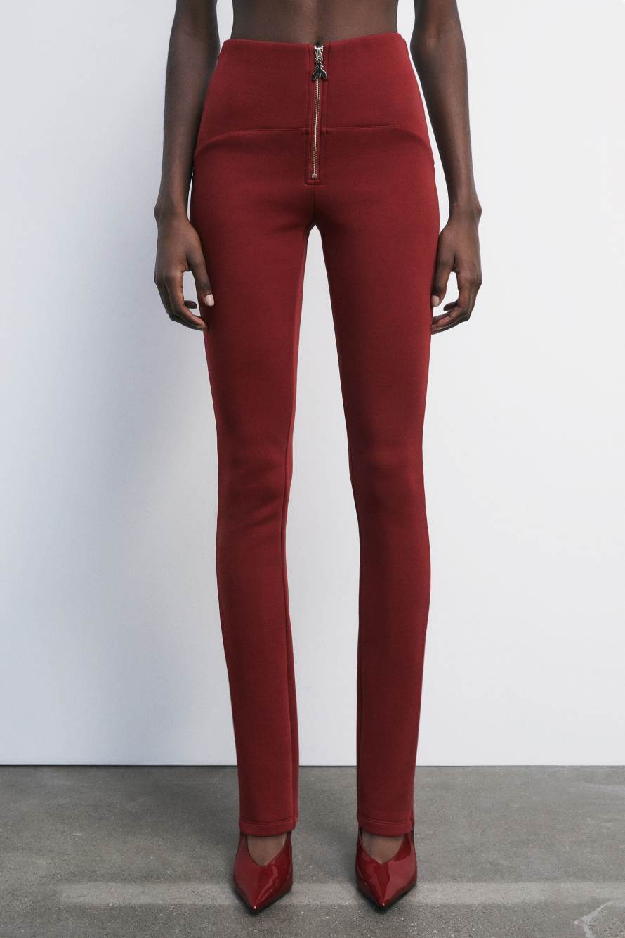 Slim-fit trousers in technical fabric, Red, Patrizia Pepe