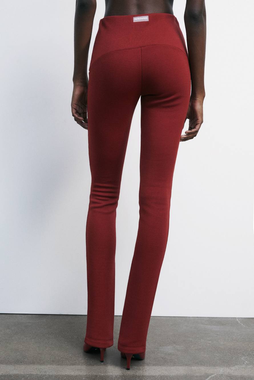 Slim-fit trousers in technical fabric, Red, Patrizia Pepe