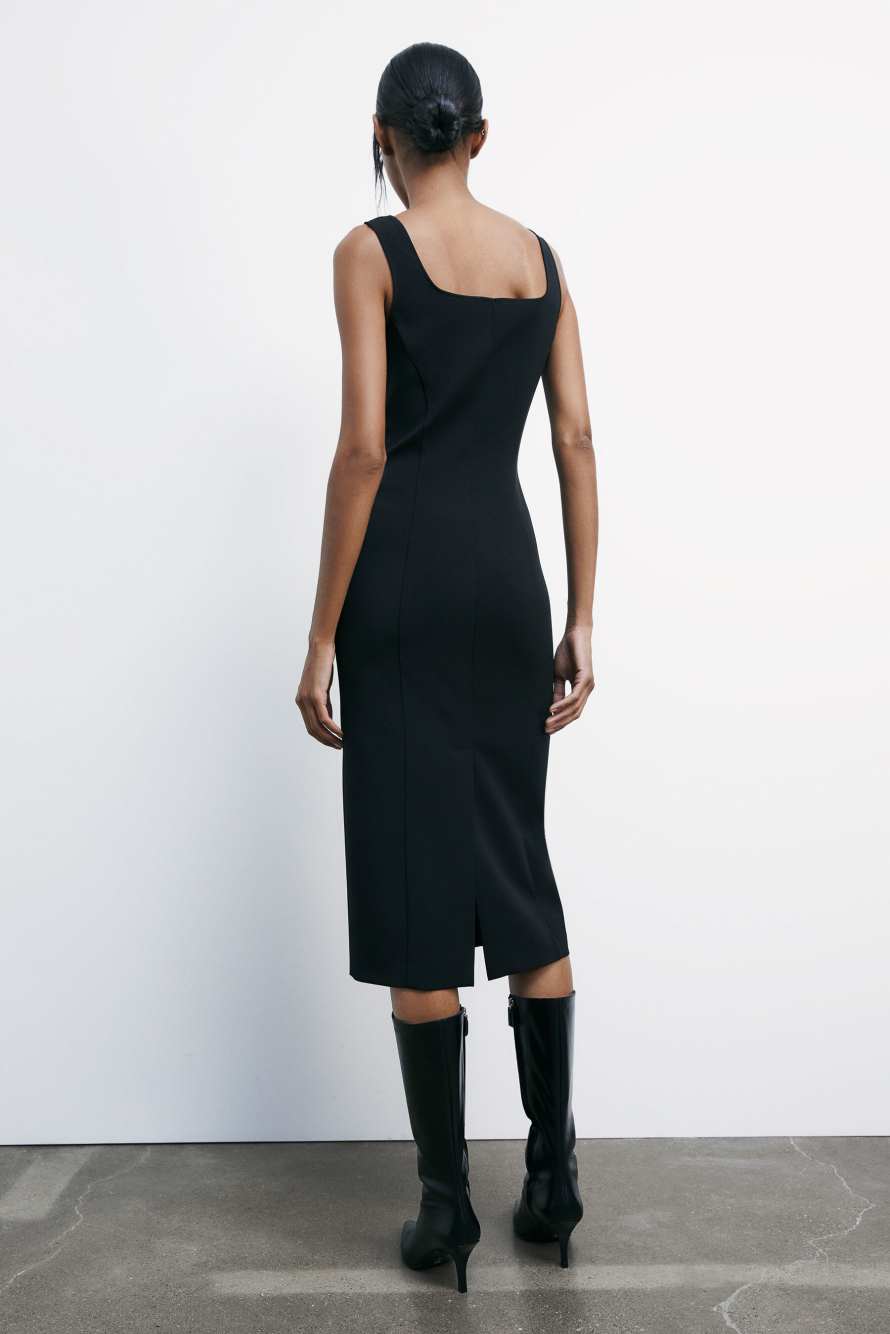 "ESSENTIAL" Midikleid aus Cr&ecirc;pe, Schwarz, Patrizia Pepe