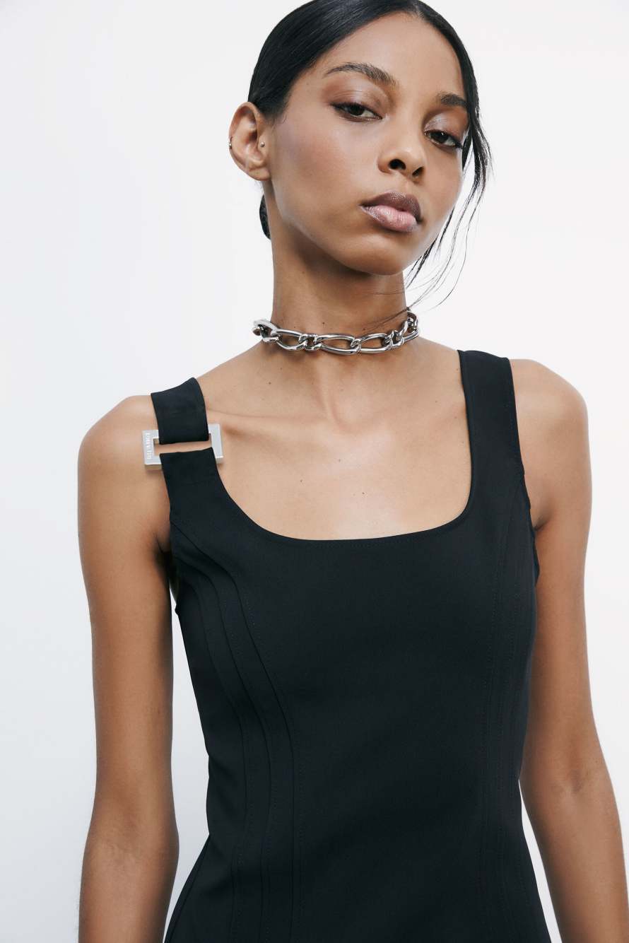 "ESSENTIAL" Midikleid aus Cr&ecirc;pe, Schwarz, Patrizia Pepe