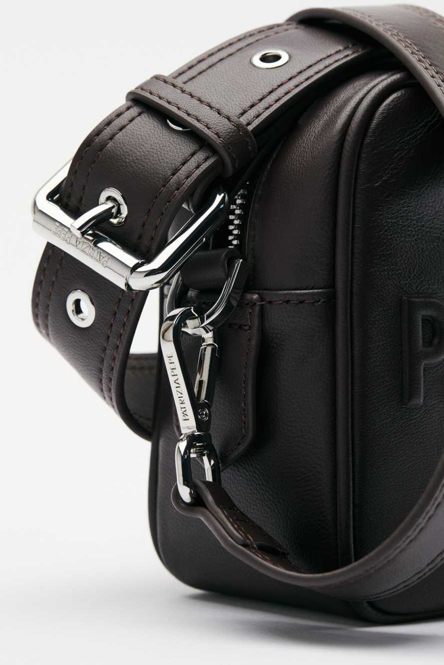 Leather (IM)PERFECTION Leather Camera Case, Brown, Patrizia Pepe