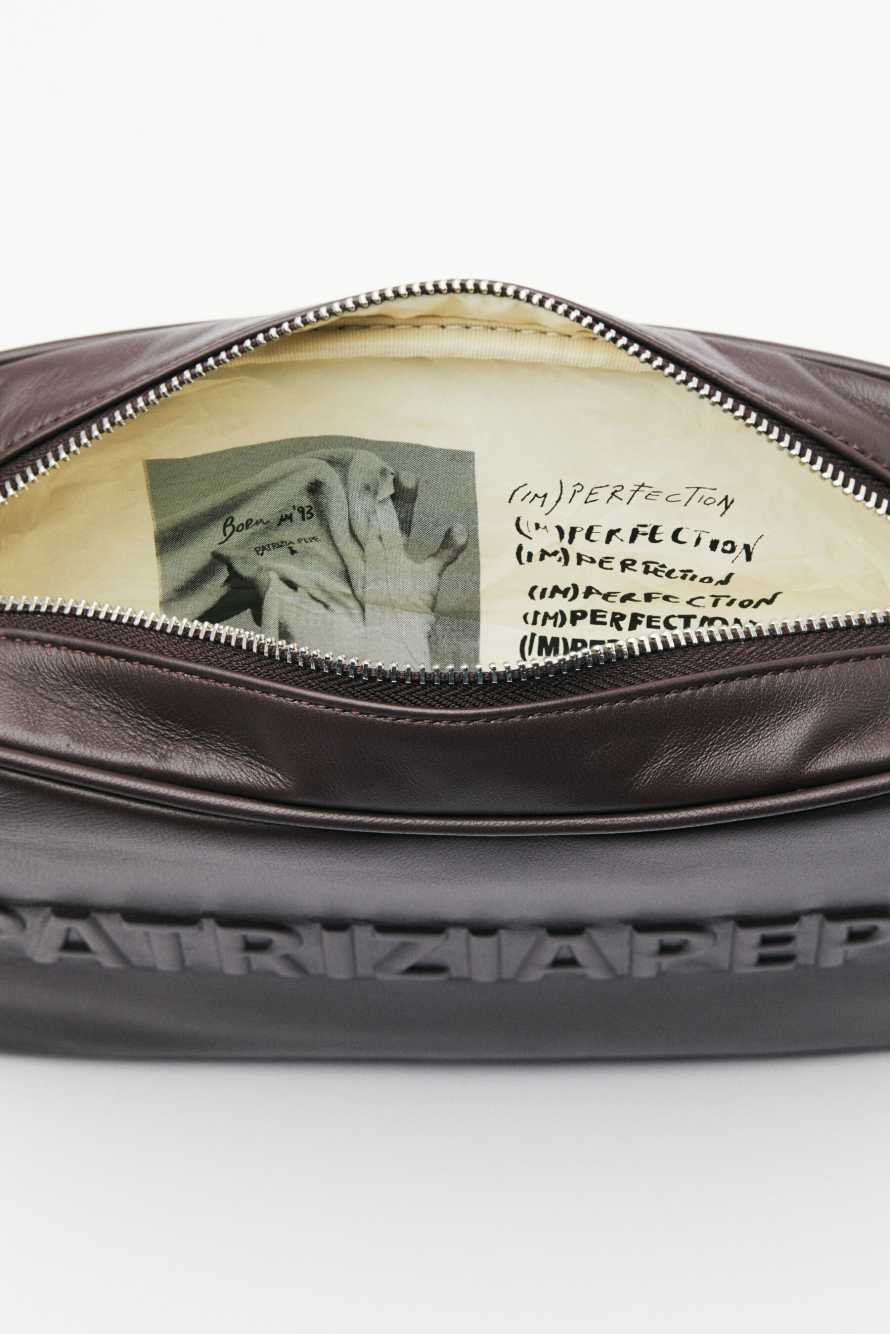Leather (IM)PERFECTION Leather Camera Case, Brown, Patrizia Pepe