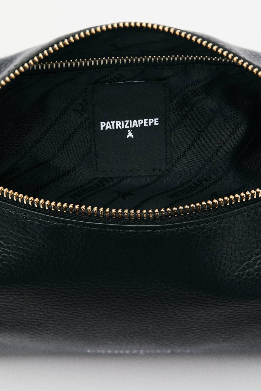 Never Complete leather camera bag, Black, Patrizia Pepe