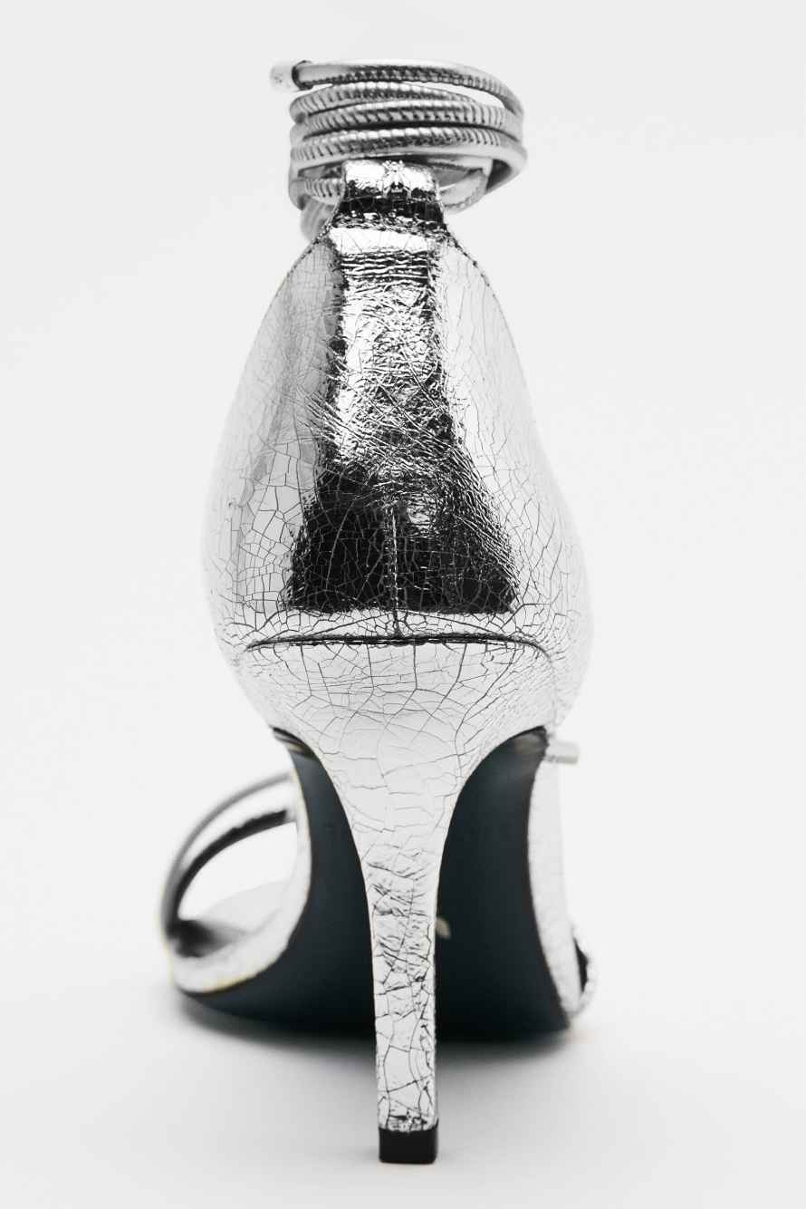 Сандалии Minimal Shape из ламинированной кожи, Серебристый, Patrizia Pepe