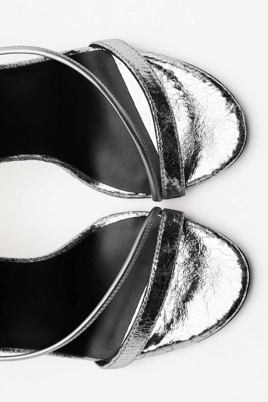 Сандалии Minimal Shape из ламинированной кожи, Серебристый, Patrizia Pepe