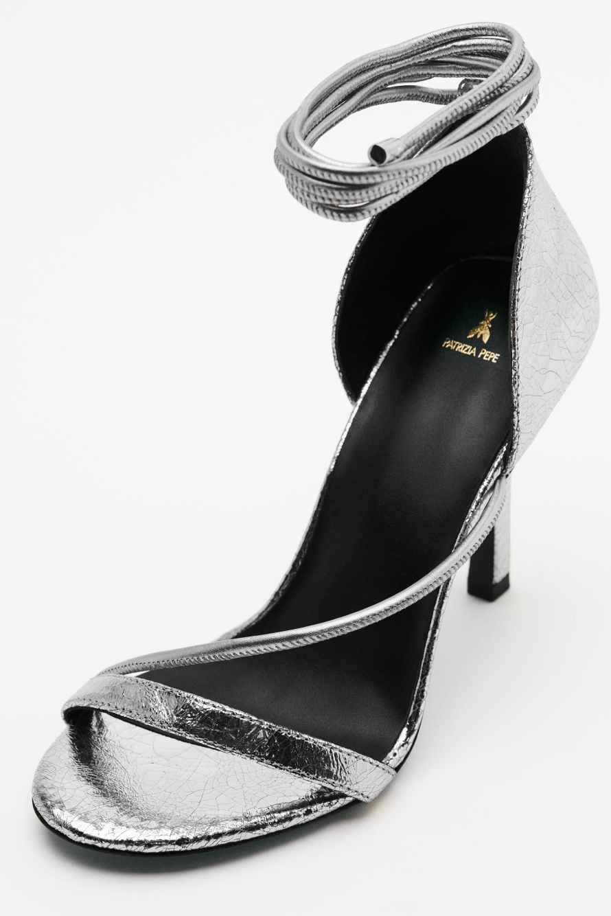 Сандалии Minimal Shape из ламинированной кожи, Серебристый, Patrizia Pepe