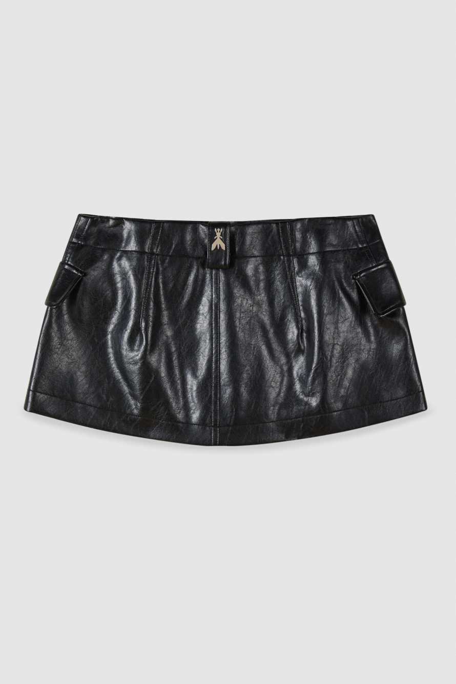 Skirt effect belt in coated fabric, Black, Patrizia Pepe
