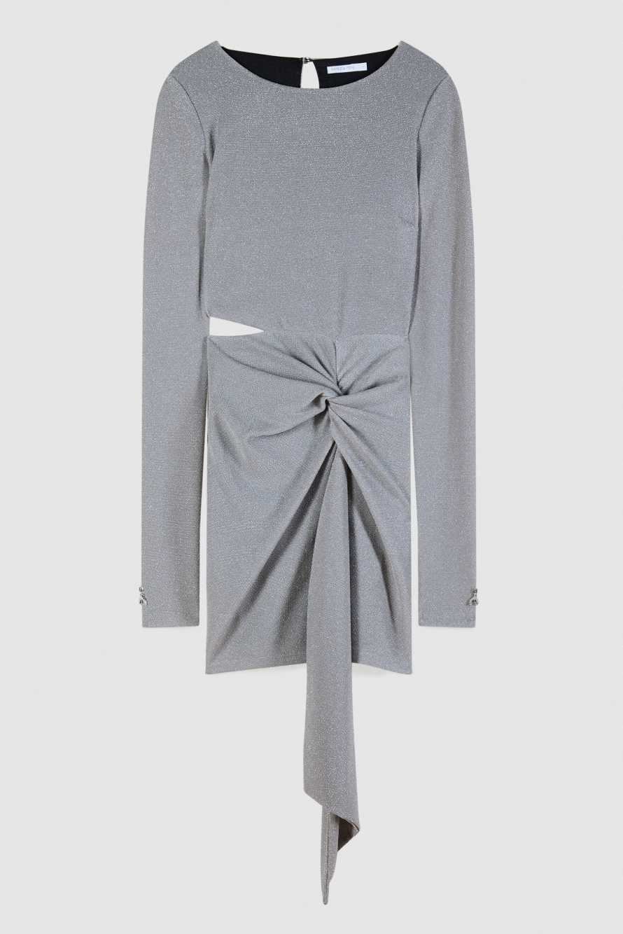 Драпированное мини-платье с люрексом, Серый, Patrizia Pepe