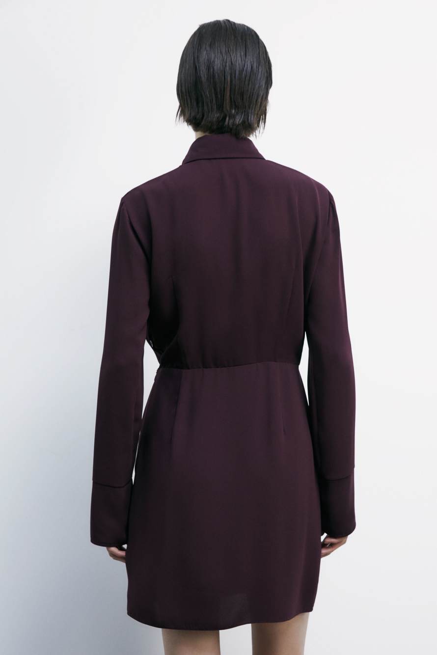 Короткое платье-рубашка из крепа, Bordeaux, Patrizia Pepe