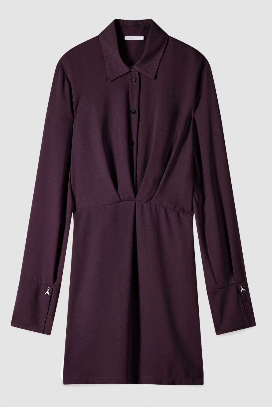 Короткое платье-рубашка из крепа, Bordeaux, Patrizia Pepe