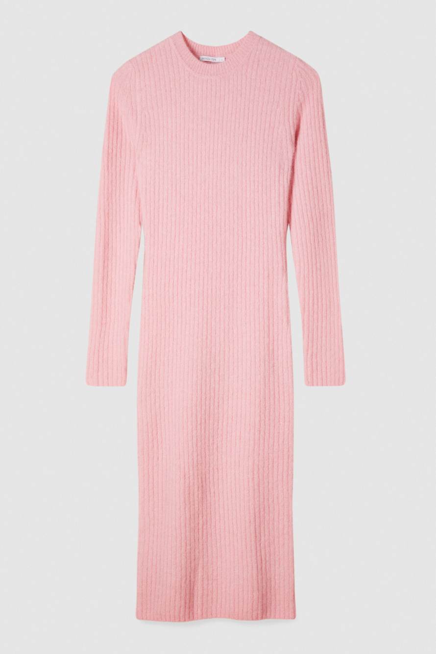 Трикотажное платье-миди с разрезом, Розовый, Patrizia Pepe