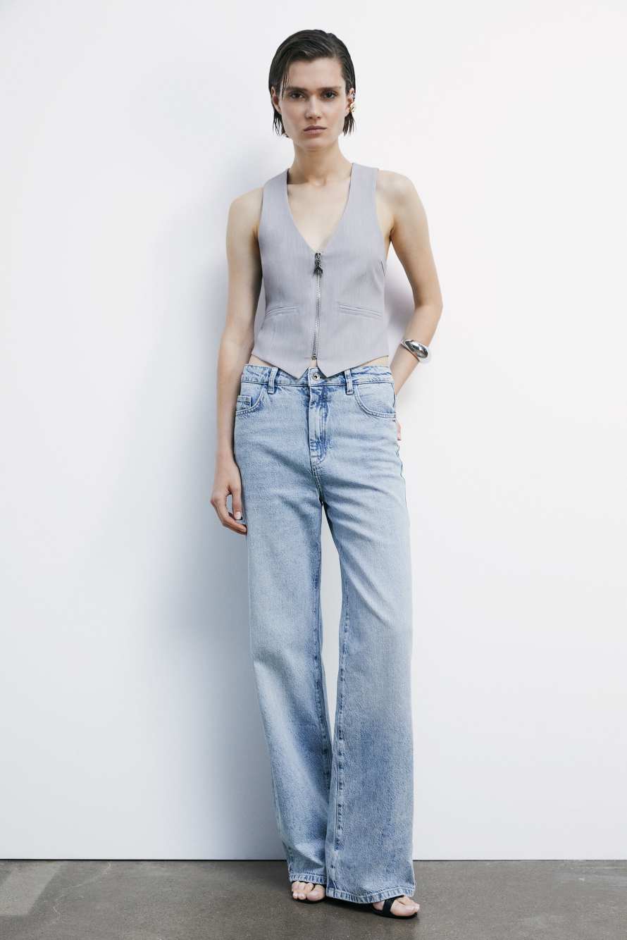 "ESSENTIAL" tailored vest with zipper, Grey, Patrizia Pepe