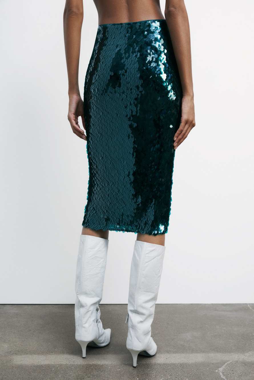Sequined tulle midi skirt, Green, Patrizia Pepe