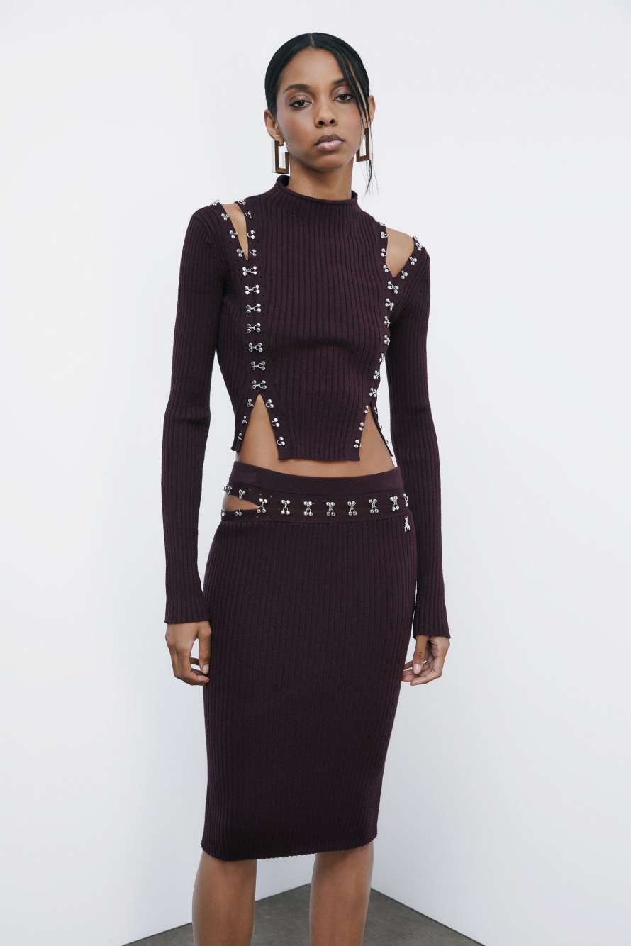 Fitted glam rock sweater, Bordeaux, Patrizia Pepe