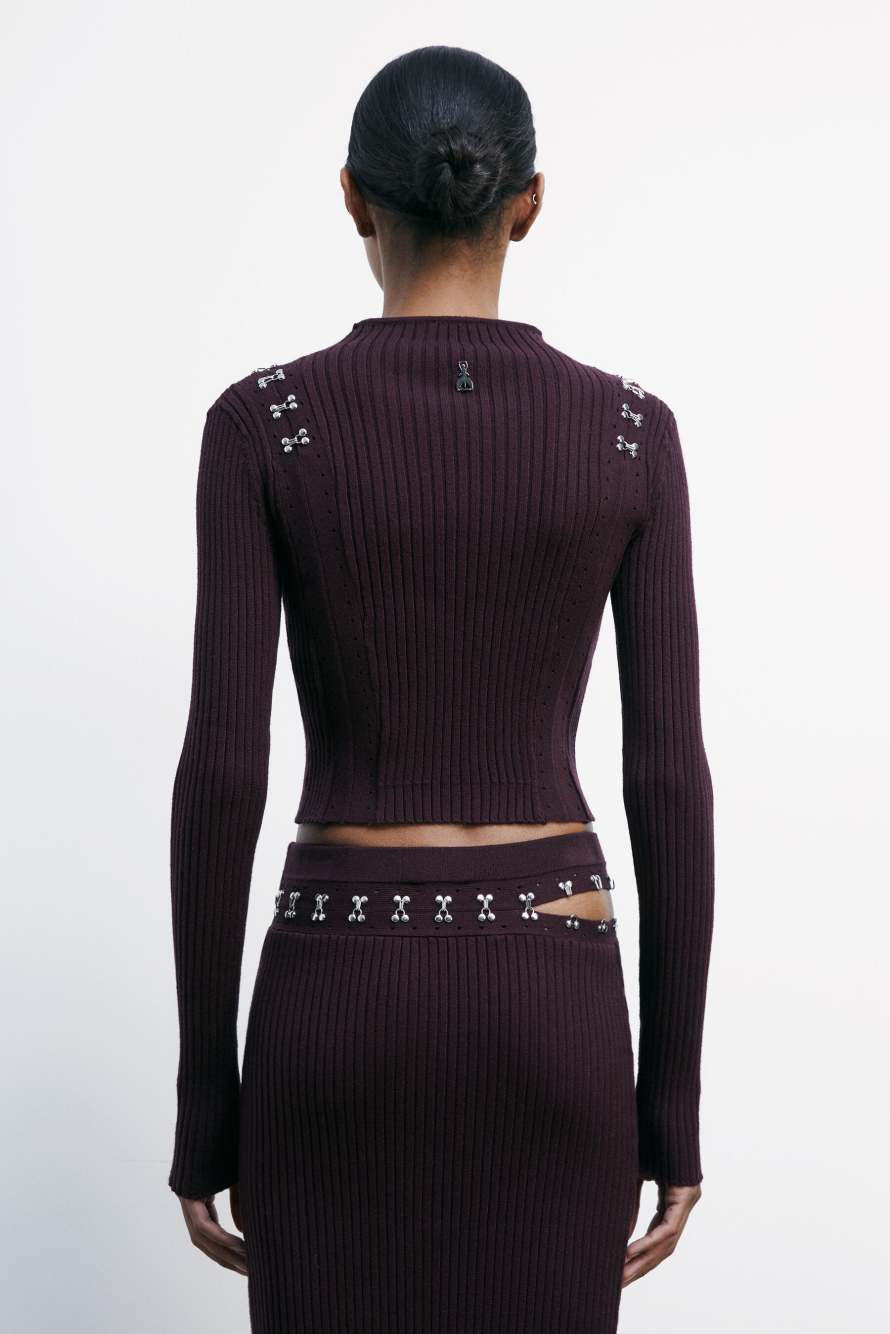 Fitted glam rock sweater, Bordeaux, Patrizia Pepe