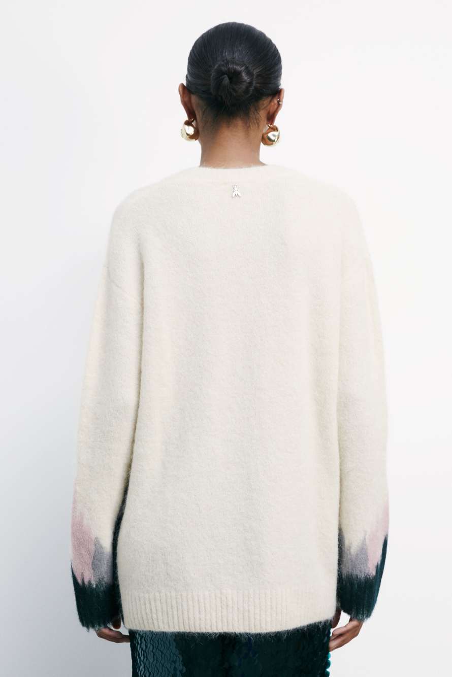 Объемный мягкий джемпер с принтом, Абстрактная фантазия, Patrizia Pepe